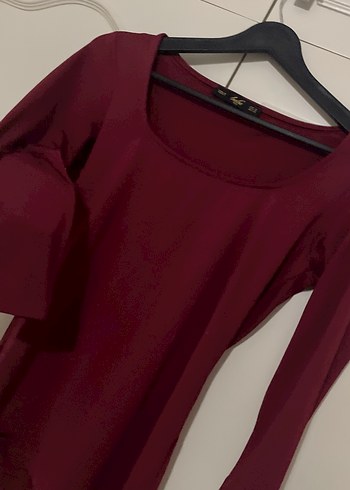 Bordo Uzun Kollu Kadın Bluz - Görsel 2