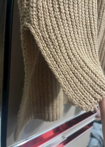 V Yaka Bej Örgü Süveter - Görsel 4