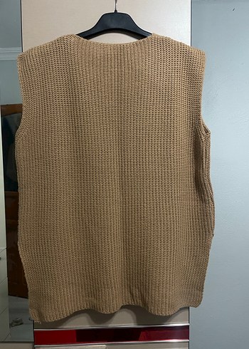 V Yaka Bej Örgü Süveter - Görsel 3