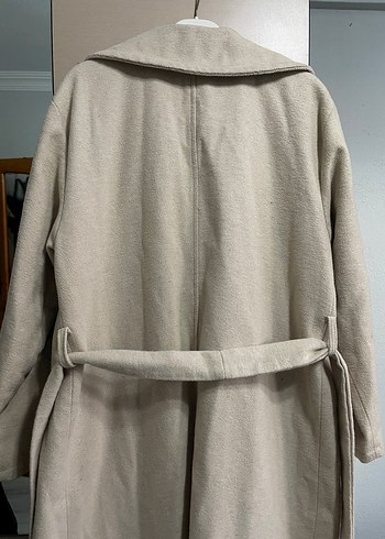 Bej Uzun Kadın Kaban Notch Yaka - Görsel 4