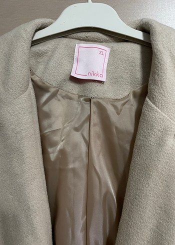 Bej Uzun Kadın Kaban Notch Yaka - Görsel 2