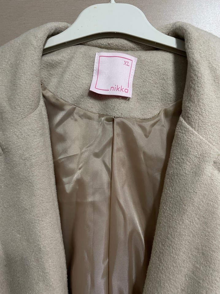 Bej Uzun Kadın Kaban Notch Yaka - Görsel 2