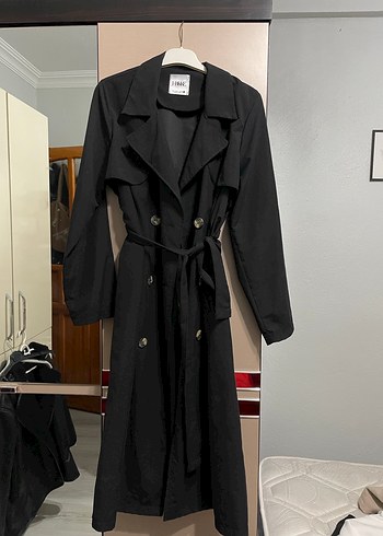 Kadın Siyah Uzun Boy Trençkot - Görsel 2