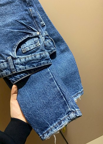 27 Beden Kadın Mavi mom jean Midi Kot Pantolon