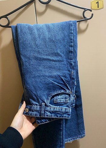 Kadın Mavi mom jean Midi Kot Pantolon