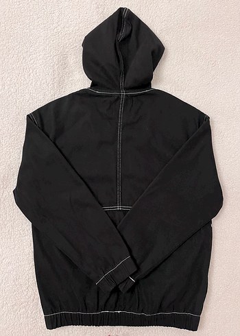 Bershka Siyah Kapüşonlu Fermuarlı - Görsel 5
