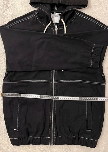 Bershka Siyah Kapüşonlu Fermuarlı - Görsel 7