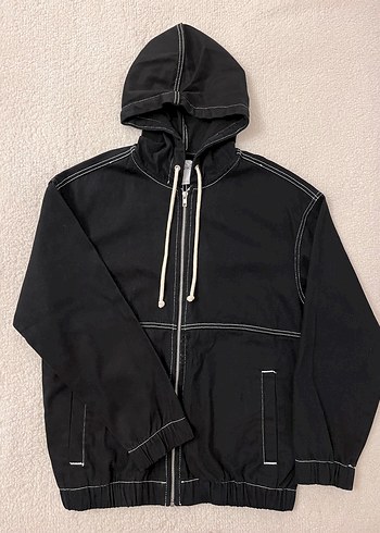 Bershka Siyah Kapüşonlu Fermuarlı - Görsel 2