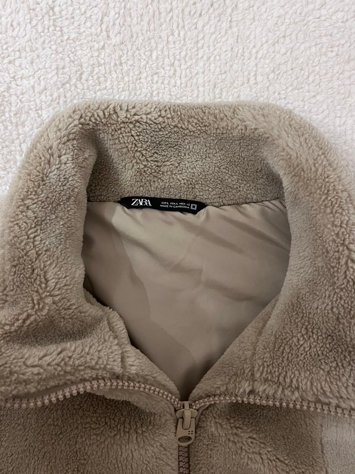 Zara Bej Peluş Erkek Mont - Görsel 5