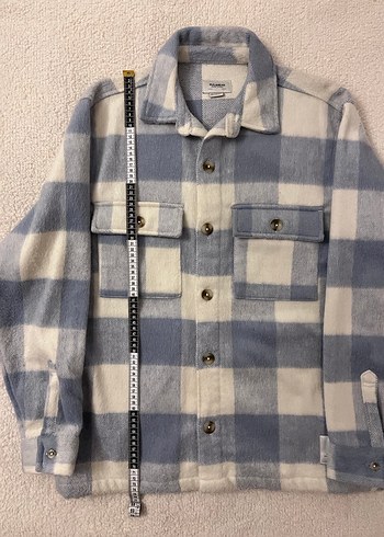 Pull&Bear Erkek Gri Ekoseli Polar Ceket - Görsel 6