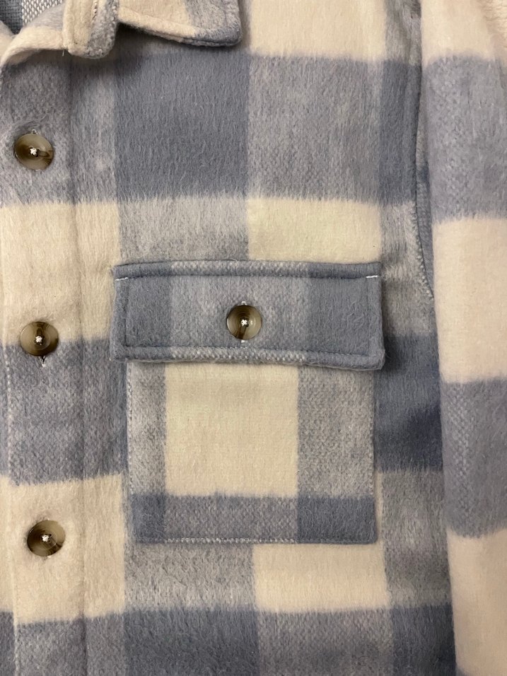 Pull&Bear Erkek Gri Ekoseli Polar Ceket - Görsel 4