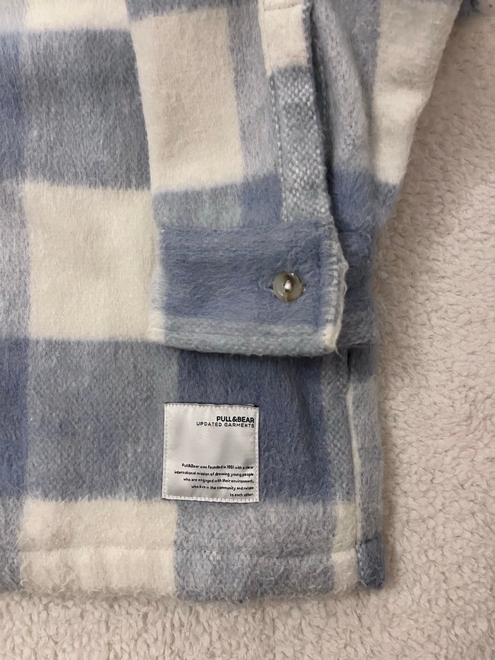 Pull&Bear Erkek Gri Ekoseli Polar Ceket - Görsel 2