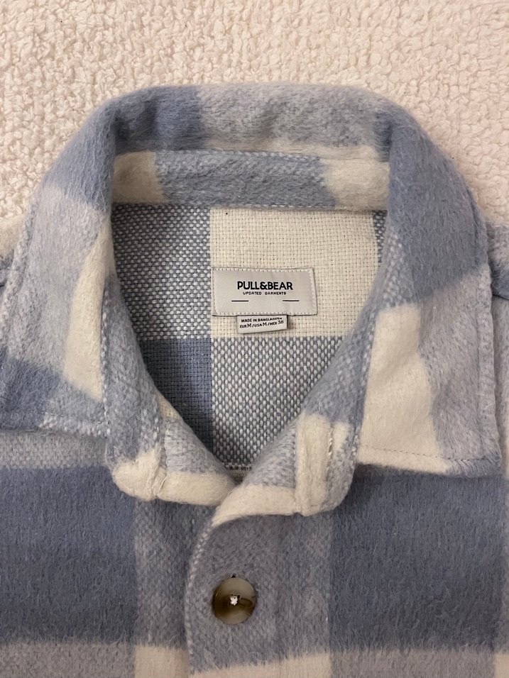 Pull&Bear Erkek Gri Ekoseli Polar Ceket - Görsel 3