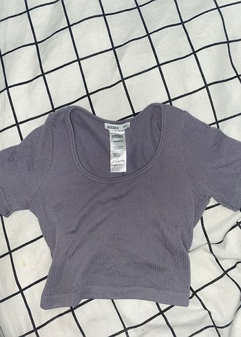 Kadın Gri V Yaka Crop Top - Görsel 2