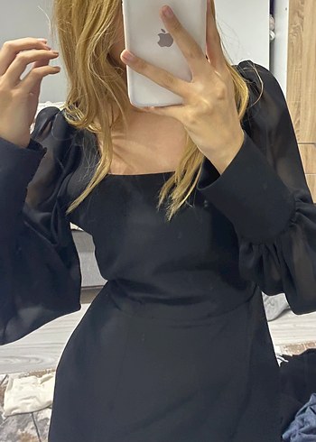 Şeffaf Uzun Kollu Siyah Straplez Bluz - Görsel 3