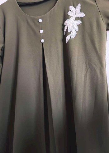 Dantel Detaylı Haki Bohem Uzun Elbise - Görsel 4