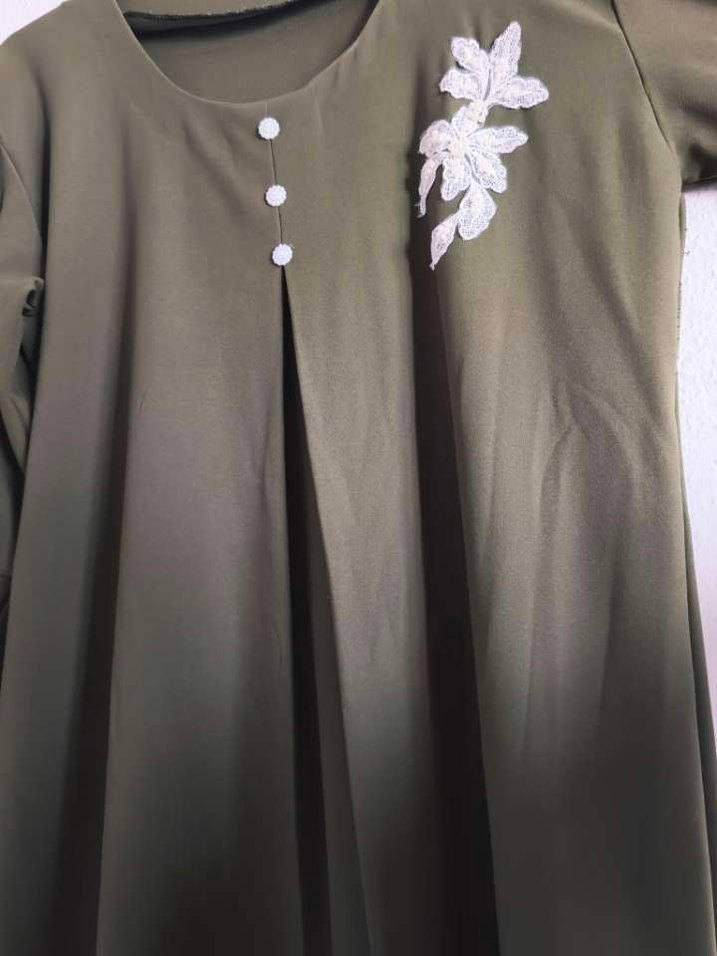 Dantel Detaylı Haki Bohem Uzun Elbise - Görsel 4