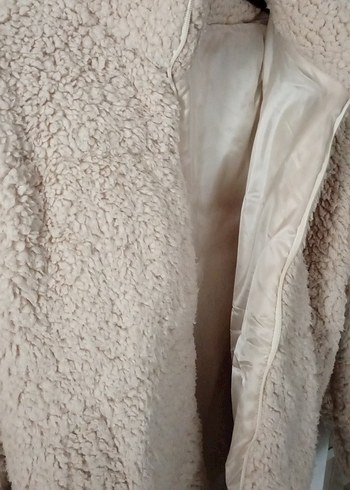 Bej Midi Kadın Peluş Kaban - Görsel 2