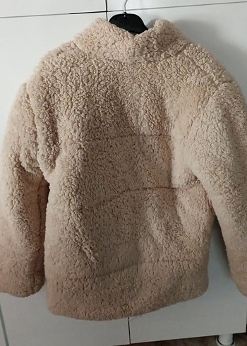 Bej Midi Kadın Peluş Kaban - Görsel 3