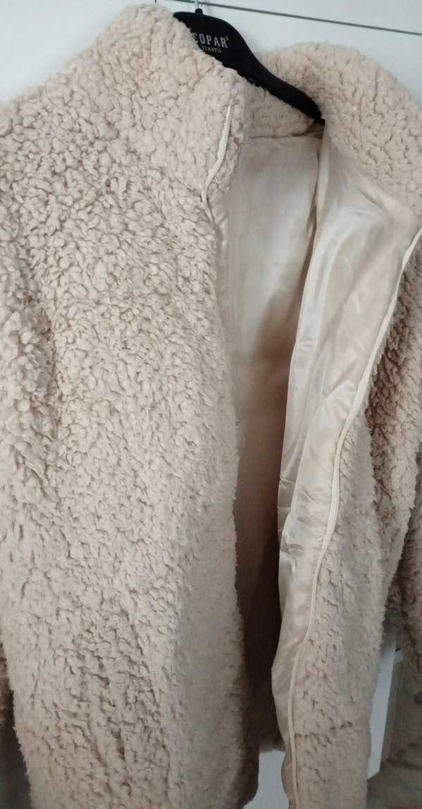 Bej Midi Kadın Peluş Kaban - Görsel 2