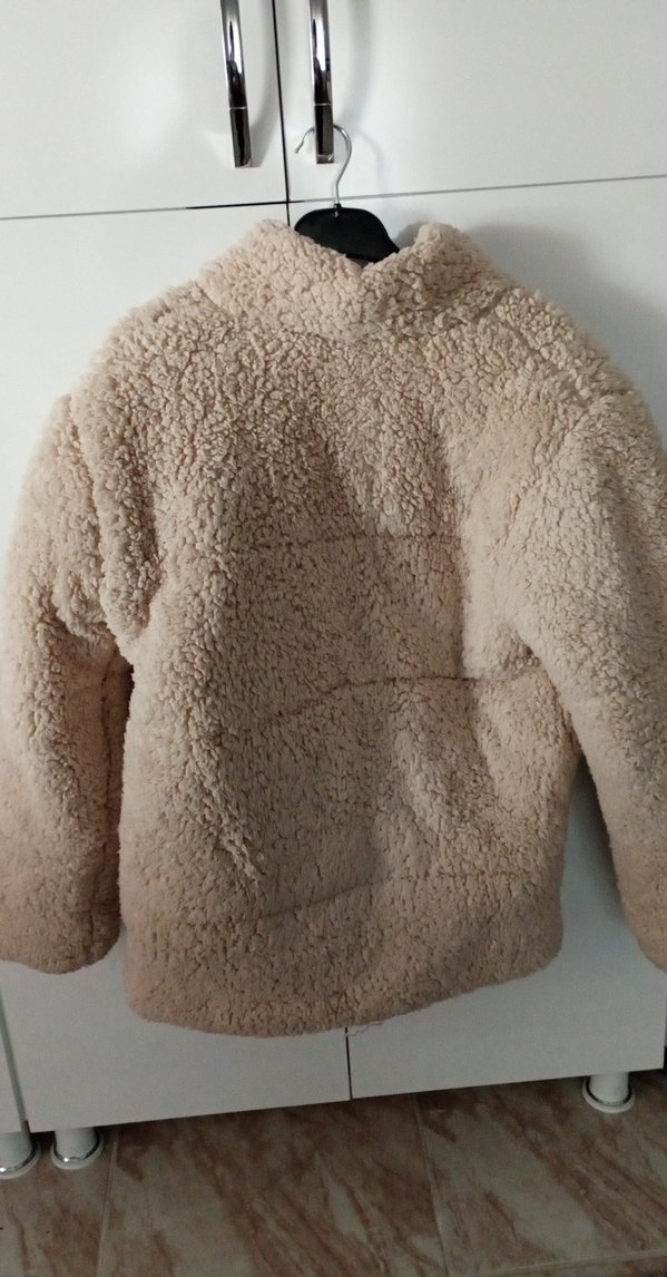 Bej Midi Kadın Peluş Kaban - Görsel 3