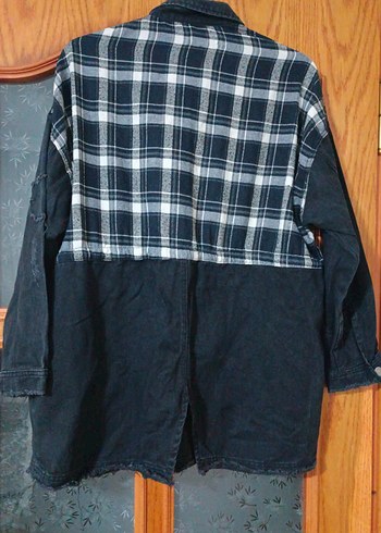 Düğmeli Siyah Oversize Denim Ceket - Görsel 2