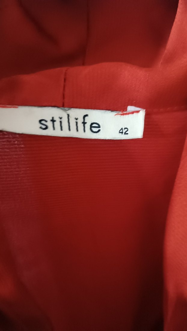 Uzun Kahverengi V Yakalı Salaş Elbise - Görsel 3