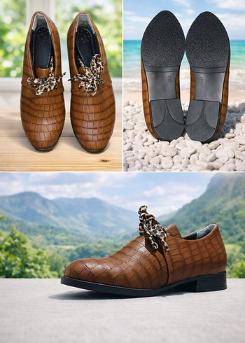 Deri Tırtıklı Topuklu Klasik Kadın Ayakkabısı ortopedik - Görsel 4