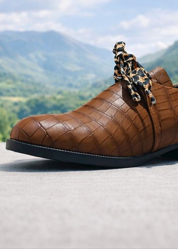 Deri Tırtıklı Topuklu Klasik Kadın Ayakkabısı ortopedik - Görsel 2