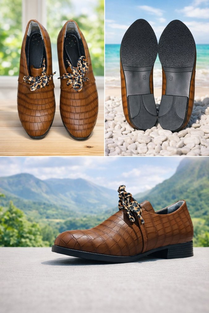 Deri Tırtıklı Topuklu Klasik Kadın Ayakkabısı ortopedik - Görsel 4