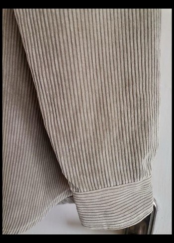 Bej Kadın Kadife Uzun Kollu Gömlek - Görsel 3