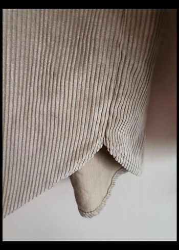 Bej Kadın Kadife Uzun Kollu Gömlek - Görsel 4