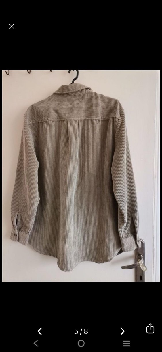 Bej Kadın Kadife Uzun Kollu Gömlek - Görsel 5