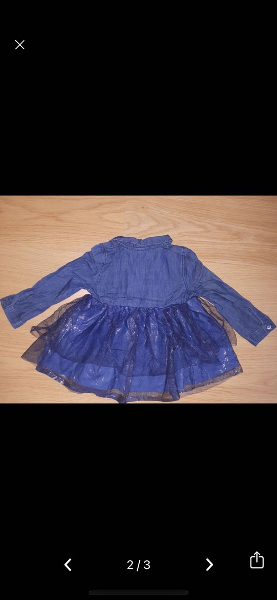 Kız Çocuk Lacivert Denim Elbise - Görsel 2