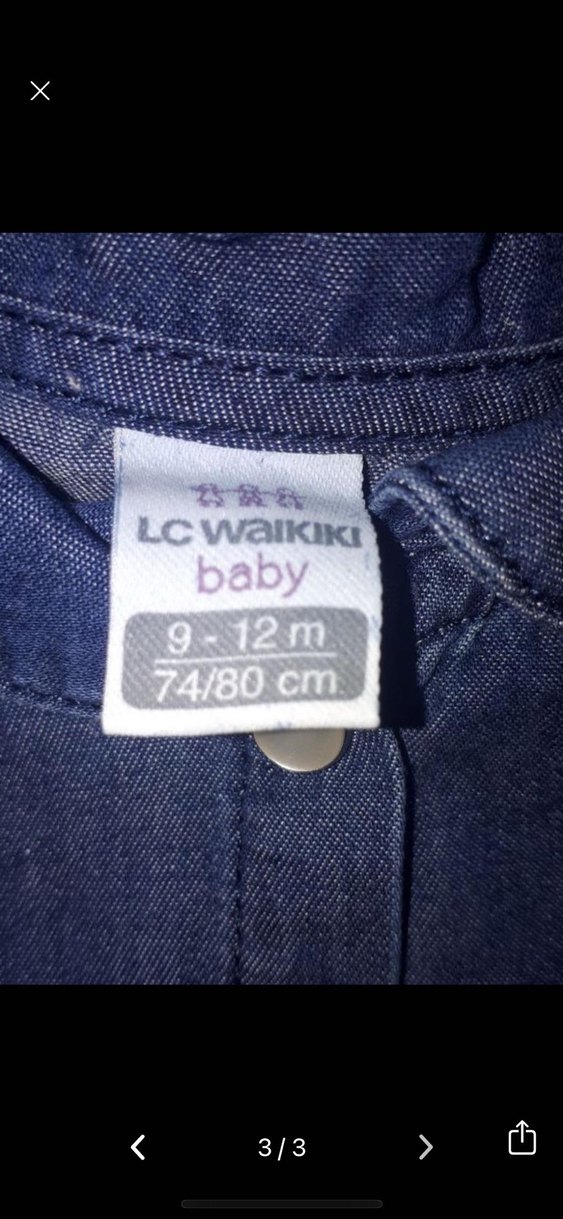 Kız Çocuk Lacivert Denim Elbise - Görsel 3