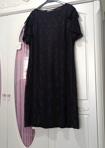 Siyah Uzun Omuz Detaylı Abiye Elbise - Görsel 11