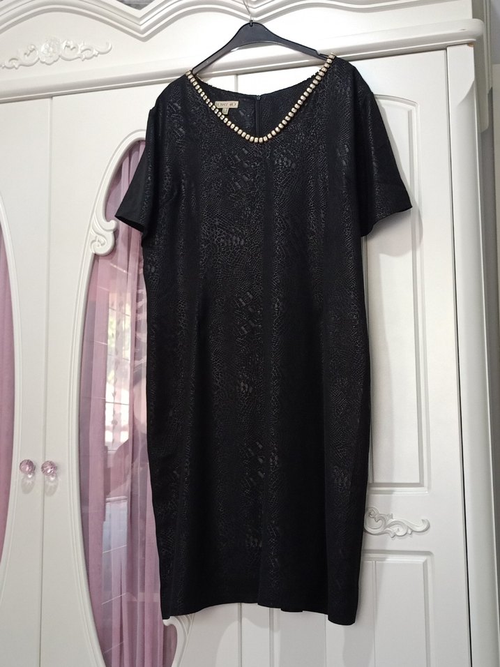 Siyah Uzun Omuz Detaylı Abiye Elbise - Görsel 2