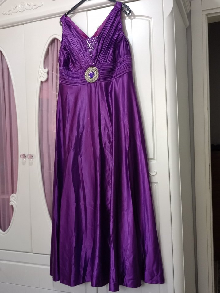 Siyah Uzun Omuz Detaylı Abiye Elbise - Görsel 3