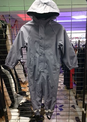 Gri Bebek Erkek Kar Tulumu Kapüşonlu - Görsel 2