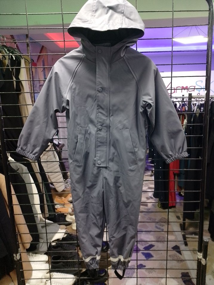 Gri Bebek Erkek Kar Tulumu Kapüşonlu - Görsel 2