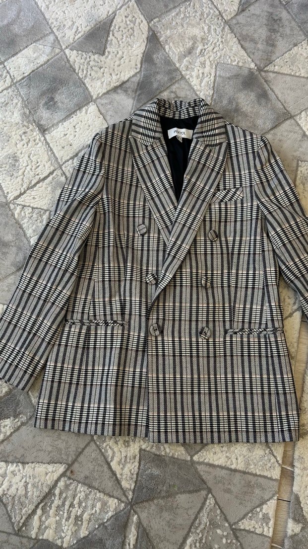 İpekyol Gri Kareli Kadın Blazer - Görsel 3