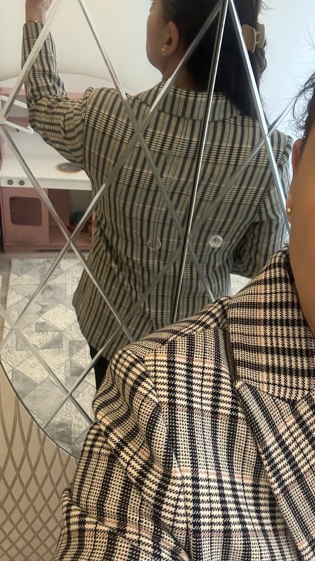 İpekyol Gri Kareli Kadın Blazer - Görsel 2