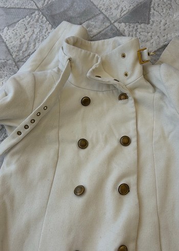 Mango Düğmeli Beyaz Midi Trençkot - Görsel 5