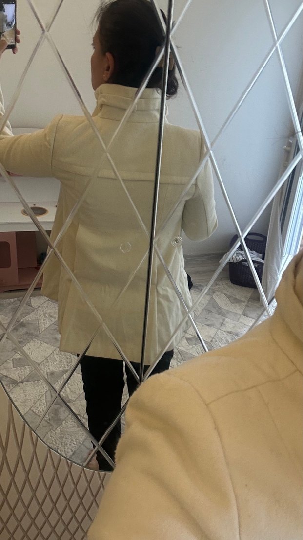 Mango Düğmeli Beyaz Midi Trençkot - Görsel 2