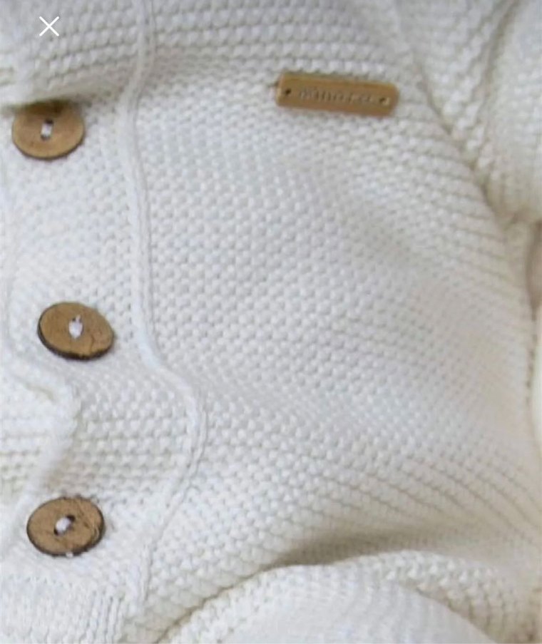 Düğmeli Beyaz Bebek Triko Tulumu - Görsel 4