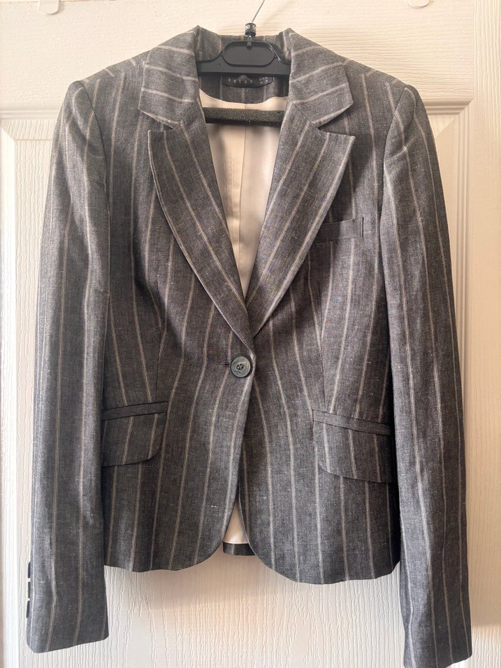 Çizgili Gri Kadın Ofis Takımı - Görsel 4