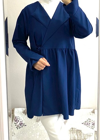 Lacivert Uzun Kollu Kadın kimono - Görsel 2