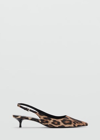 Leopar Desenli Kürklü Bej Stiletto