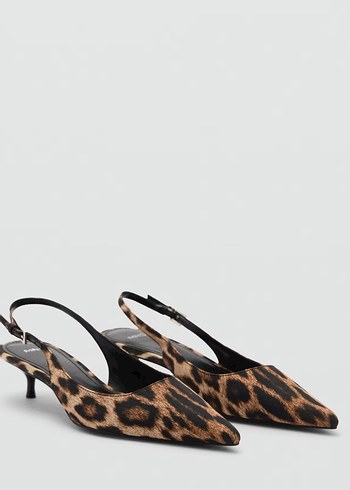 Mango Leopar Desenli Kürklü Bej Stiletto
