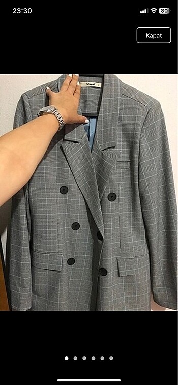 Gri ekoseli blazer
